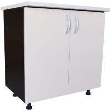 Masca pentru chiuveta cu 2 usi 80 cm Zebra, wenge/Cappuccino lucios, cu blat Travertin, 80 x 85 x 60 cm